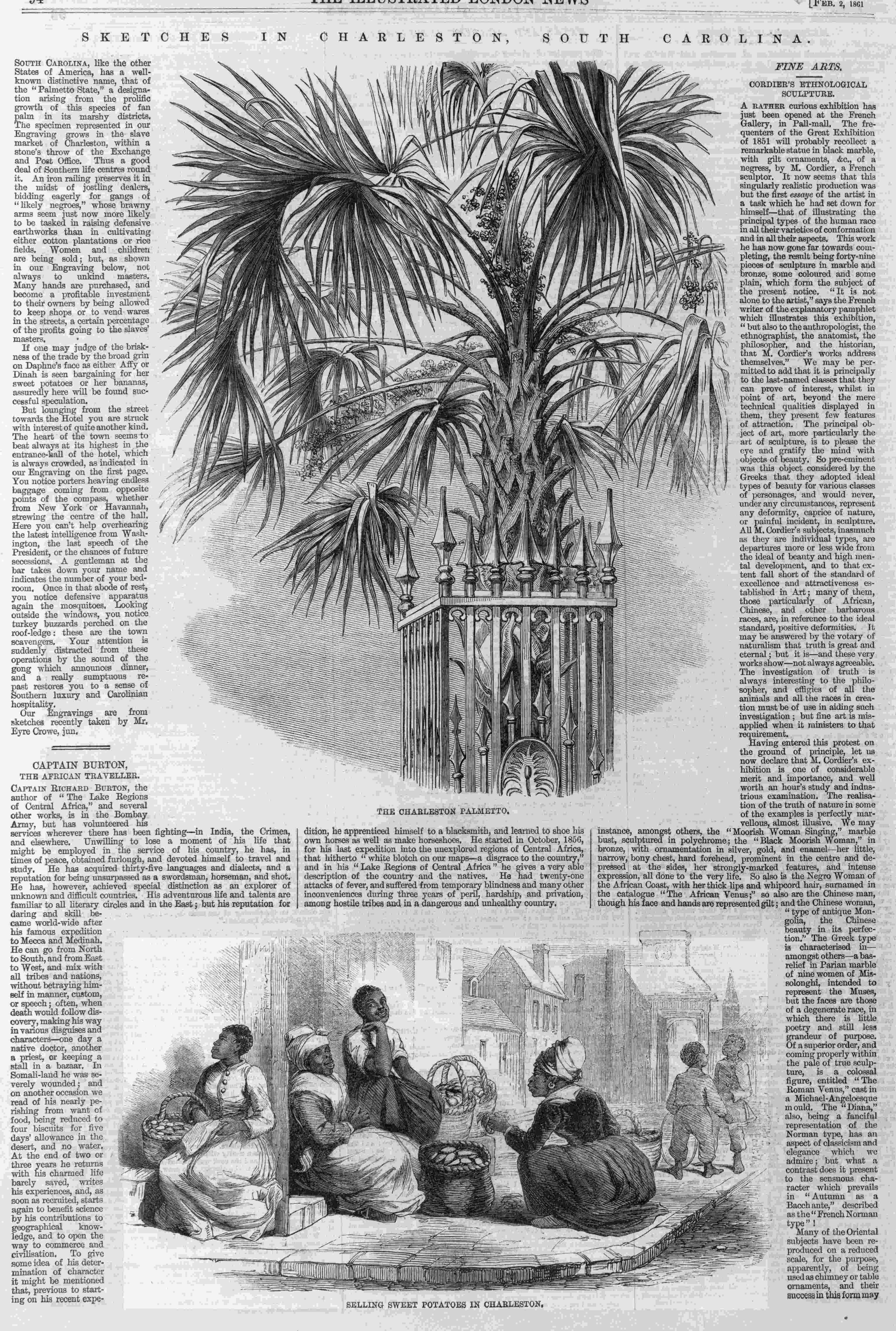 The charleston palmetto and negroes selling sweet potatoes